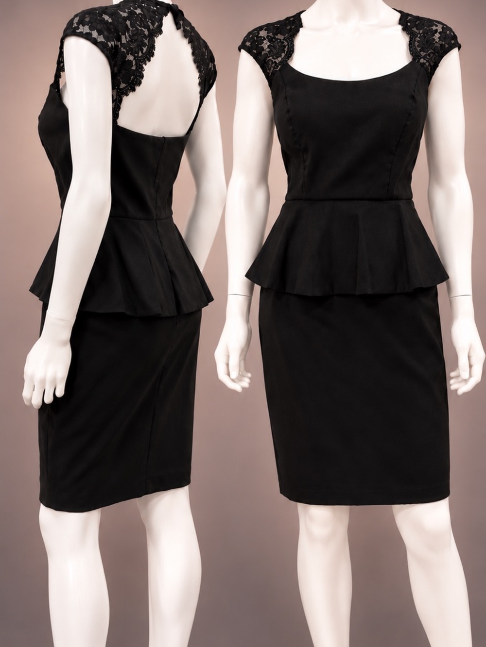 Cache Sophisticated Charm Elegance Redefined Cutout Lace Back Peplum Dress